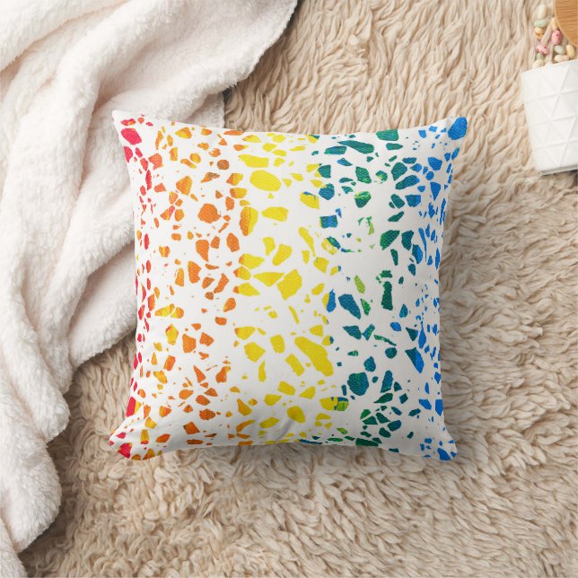 Abstract Terrazzo Mosaic Colourful Rainbow Pattern Throw Pillow (Blanket)