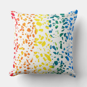 Abstract Terrazzo Mosaic Colourful Rainbow Pattern Throw Pillow