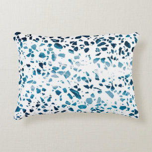 Abstract Terrazzo Mosaic Navy & Light Blue Pattern Accent Pillow