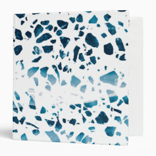 Abstract Terrazzo Mosaic Navy & Light Blue Pattern Binder
