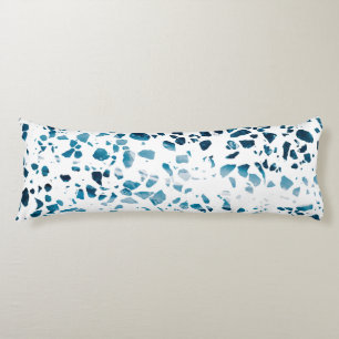 Abstract Terrazzo Mosaic Navy & Light Blue Pattern Body Pillow