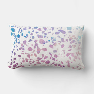 Abstract Terrazzo Mosaic Pink & Blue Pattern  Lumbar Pillow