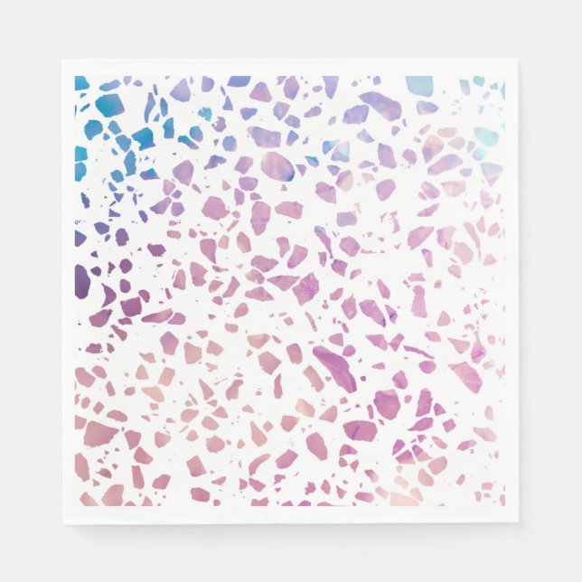Abstract Terrazzo Mosaic Pink & Blue Pattern    Napkin (Front)