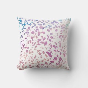 Abstract Terrazzo Mosaic Pink & Blue Pattern  Throw Pillow