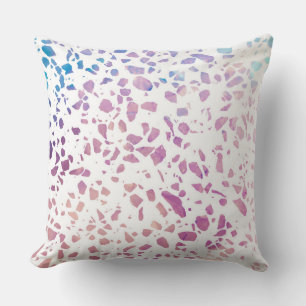 Abstract Terrazzo Mosaic Pink & Blue Pattern Throw Pillow
