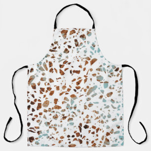 Abstract Terrazzo Mosaic Rust Brown & Blue Pattern Apron