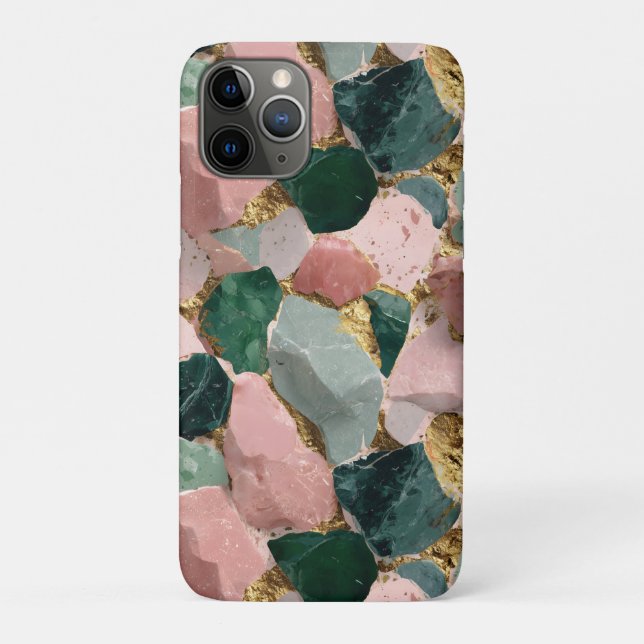 Abstract Terrazzo Pattern with Gold Accents Case-Mate iPhone Case (Back)