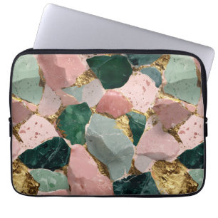 Abstract Terrazzo Pattern with Gold Accents Laptop Sleeve