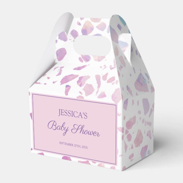 Abstract Terrazzo  Pink & Blue Pattern Baby Shower Favor Box (Front Side)