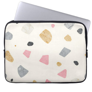 Abstract Terrazzo Pink Gray Gold Pattern Laptop Sleeve
