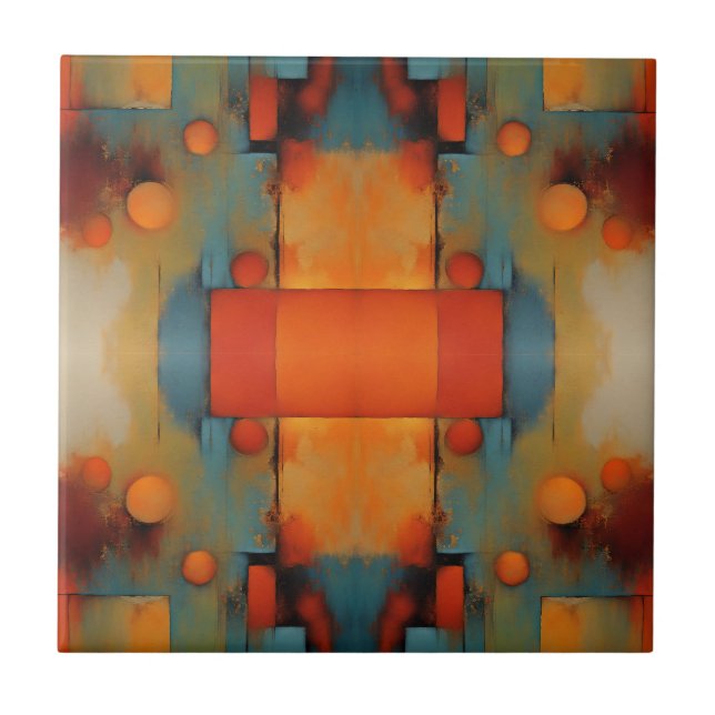 Abstract Textural Art: Nature concept art colours Tile (Front)