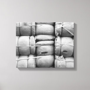 Abstract Texture Black and White Sacks Canvas Print