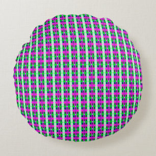abstract texture, colored plaid pattern, retro tar round pillow