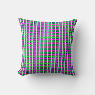 abstract texture, colored plaid pattern, retro tar throw pillow