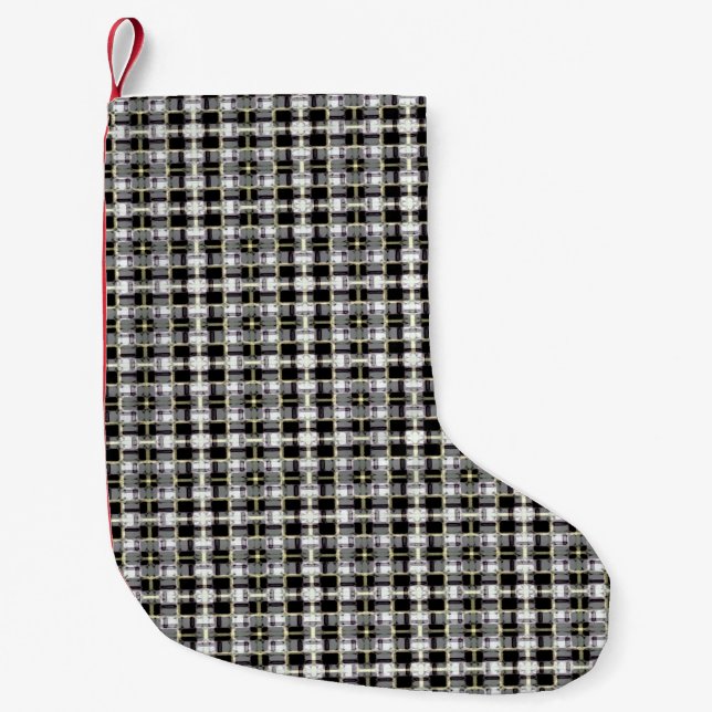 abstract texture, colorful checkered pattern, simp small christmas stocking (Front)
