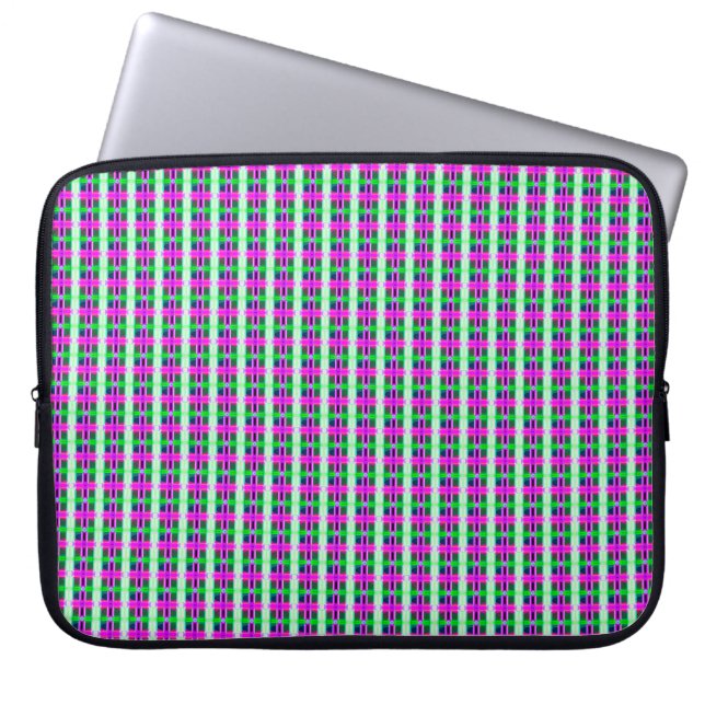 abstract texture, coloured plaid pattern, retro ta laptop sleeve (Front)