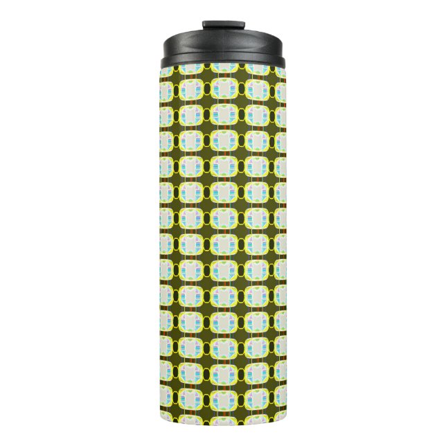 abstract texture, colourful gingham pattern, moder thermal tumbler (Front)