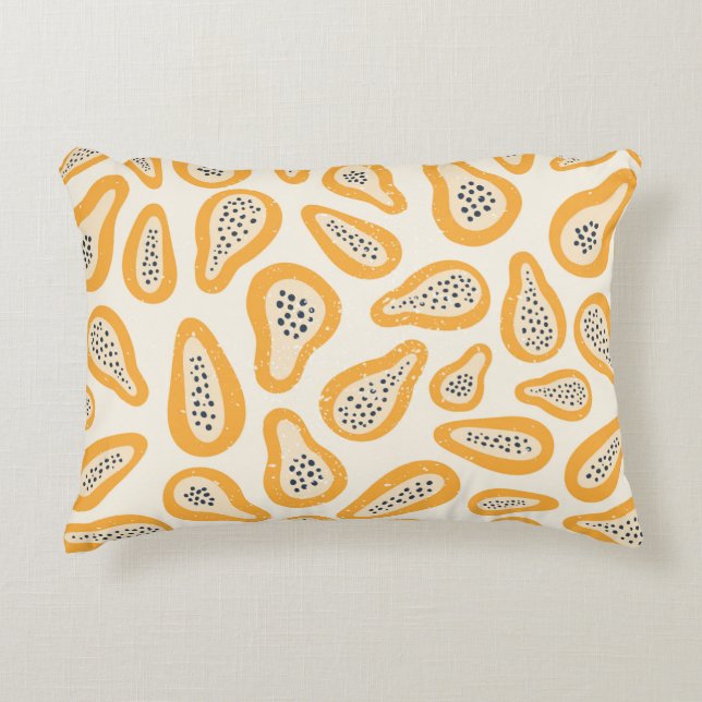 Abstract texture fruit pattern with papaya and gru accent pillow (Front)