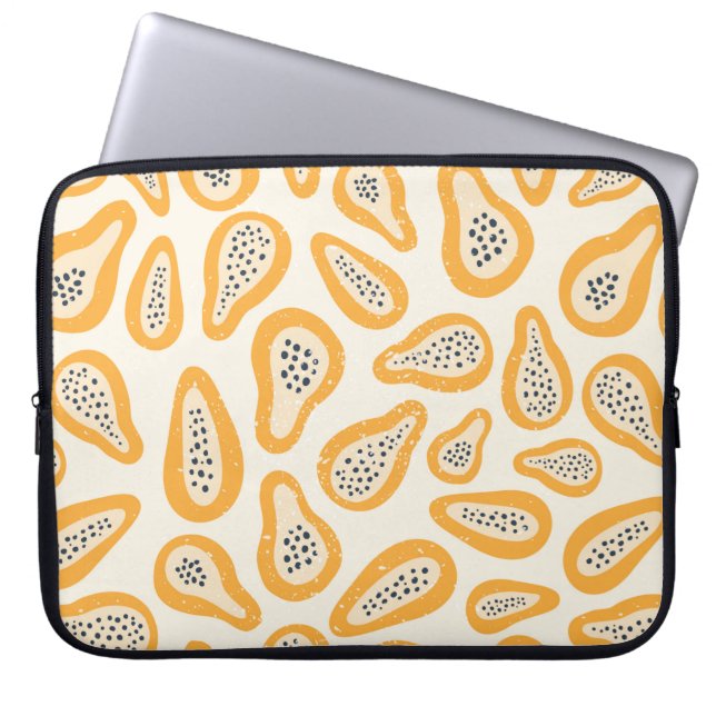 Abstract texture fruit pattern with papaya and gru laptop sleeve (Front)