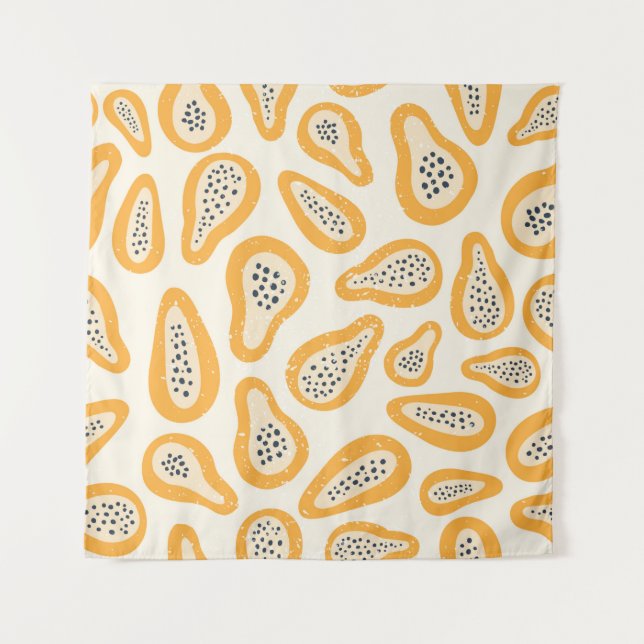 Abstract texture fruit pattern with papaya and gru tapestry (Front)