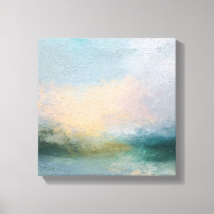 Abstract Textured Canvas Art Ethereal Teal,Peach