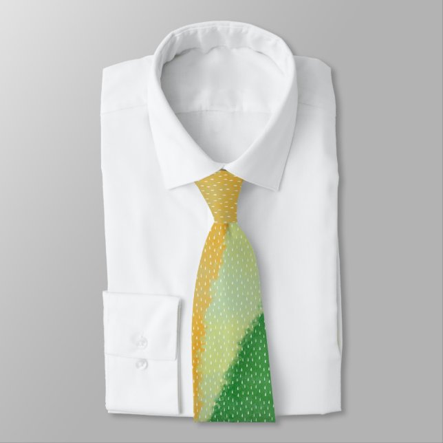 Abstract Textured Yellow Green Ombre Tie (Tied)
