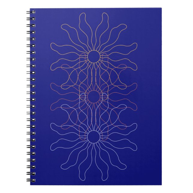 Abstract three sun rays spiral flower overlap notebook (Front)