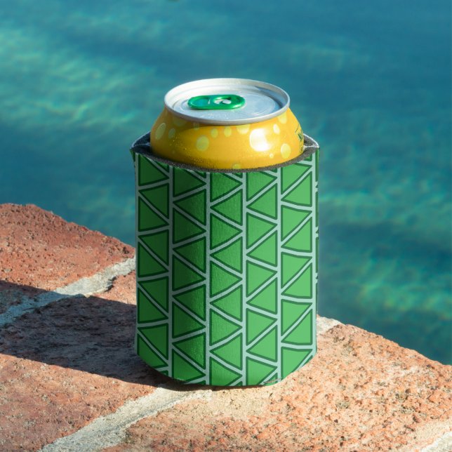 Abstract Three Tone Green Triangle Pattern Can Cooler (In Situ Pool)