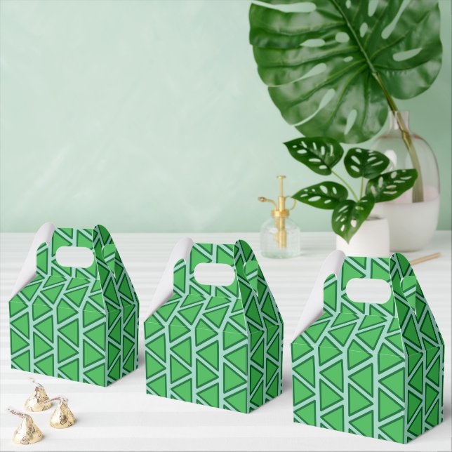 Abstract Three Tone Green Triangle Pattern Favor Box (Multiple)