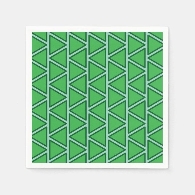 Abstract Three Tone Green Triangle Pattern Napkin (Front)