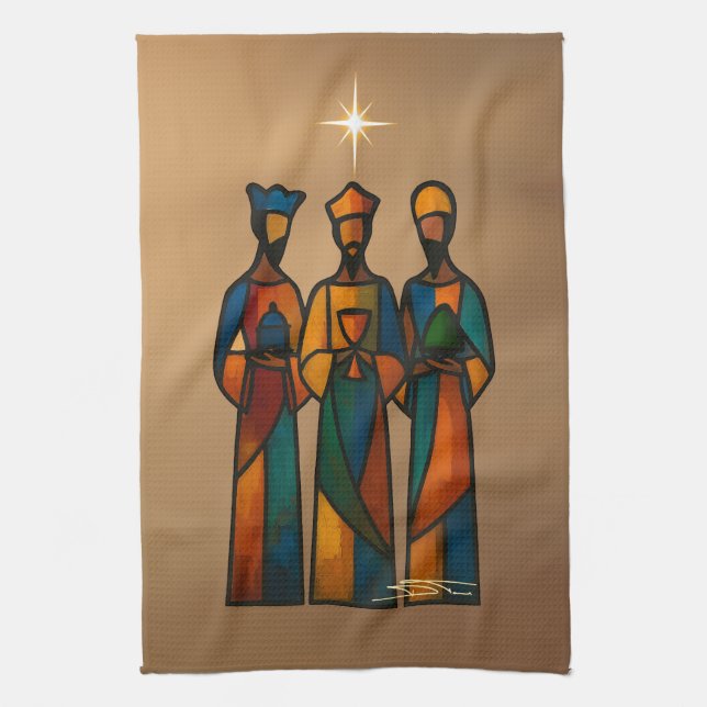 Abstract Three Wise Men Kitchen Towel (Vertical)