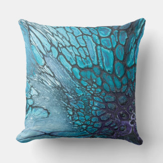 Abstract throw pillow in blues and greens