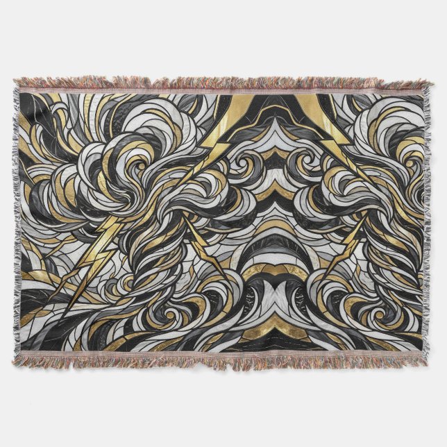 Abstract Thunderstorm Cloud Gold Stain Blankets (Front)