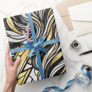 Abstract Thunderstorm Gold Burst Wrapping Paper