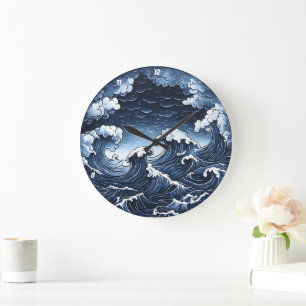 Abstract Tide" - Ocean Wave Large Clock
