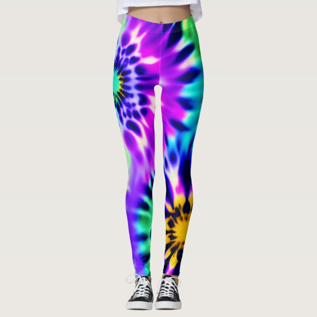 Abstract Tie Dye Adire Pattern Leggings (Front)