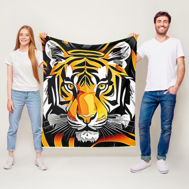 Abstract Tiger Art Fleece Blanket (In Situ)