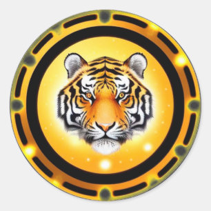 🐅 Abstract Tiger Face Laptop Decal 🐅 Classic Round Sticker