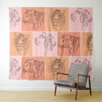 Abstract tiger head line art