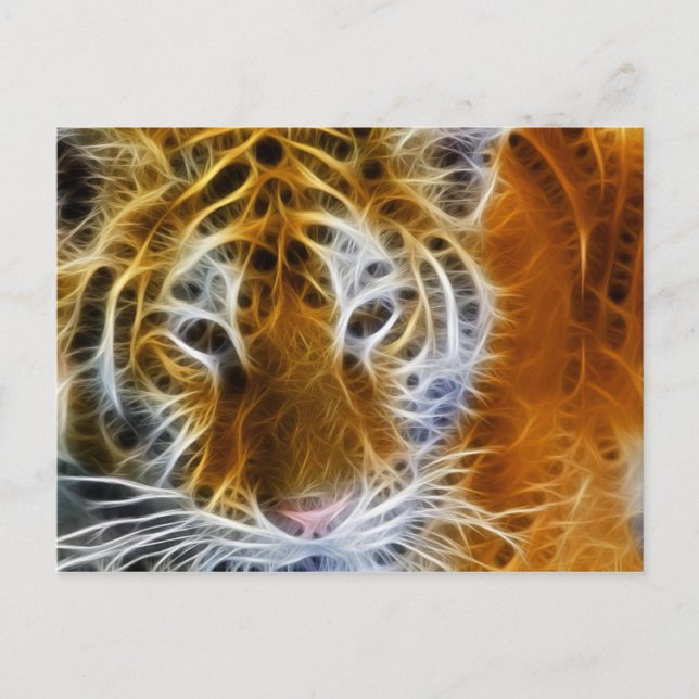 Abstract tiger portrait fractal art postcard (Front)