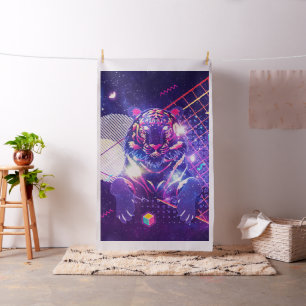Abstract tiger retro cosmic design fabric