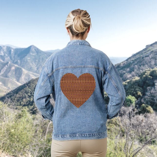 Abstract Tile Pattern Denim Jacket (Creator Uploaded)