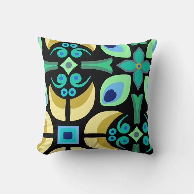 Abstract tile Tote Throw Pillow (Front)