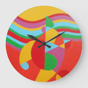 Abstract Time in Technicolor Round Clock