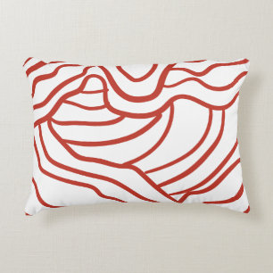 Abstract Topographic Line Art – Red Contour Map-In Accent Pillow