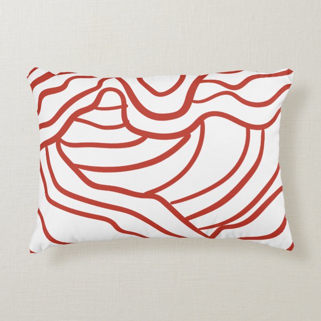 Abstract Topographic Line Art – Red Contour Map-In Accent Pillow (Front)