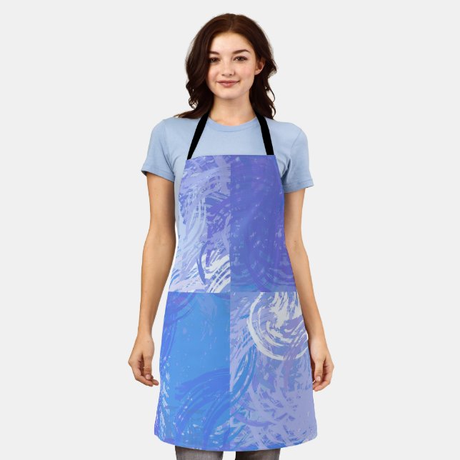 Abstract Tossed Turquoise and Purple Apron (Worn)