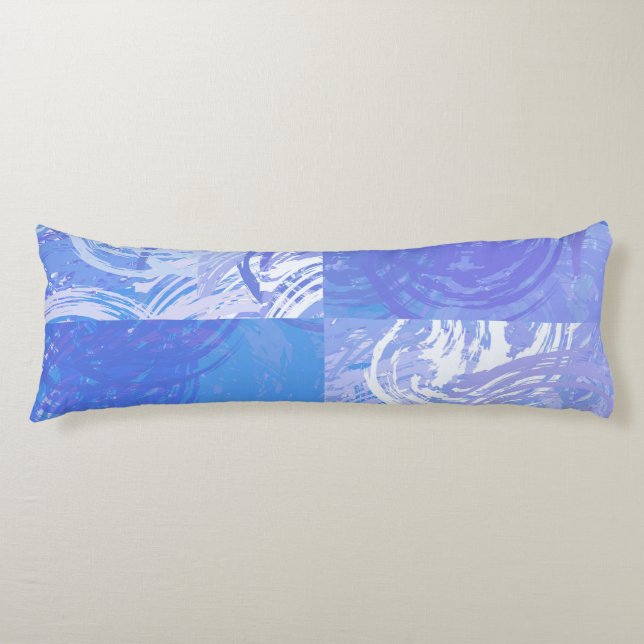 Abstract Tossed Turquoise and Purple Body Pillow (Front)