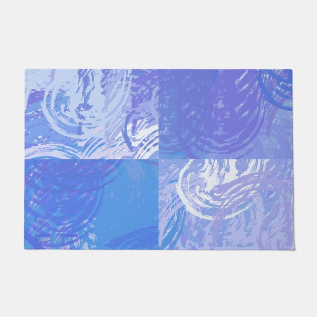 Abstract Tossed Turquoise and Purple Doormat (Front)