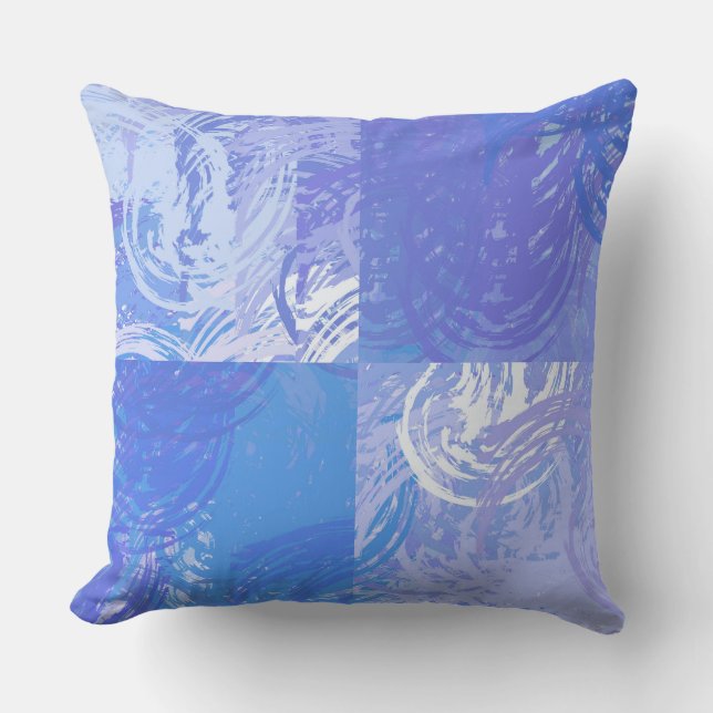 Abstract Tossed Turquoise and Purple Throw Pillow (Front)